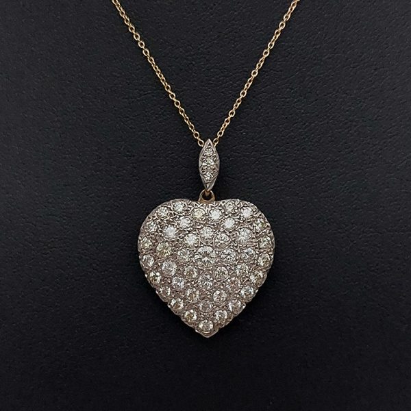 3ct Diamond Set Heart Pendant with Chain in 18ct Yellow Gold