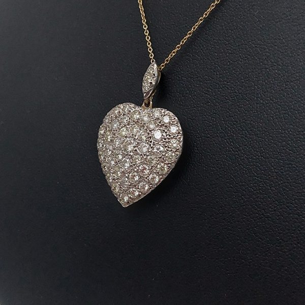 3cts Diamond Set Heart Pendant in 18ct Yellow Gold