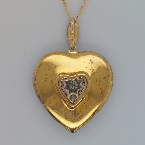 Diamond Set Heart Pendant with Chain, 3 carat total