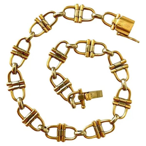 Vintage Cartier 18ct Bi Colour Gold Link Bracelet with Padlock Clasp