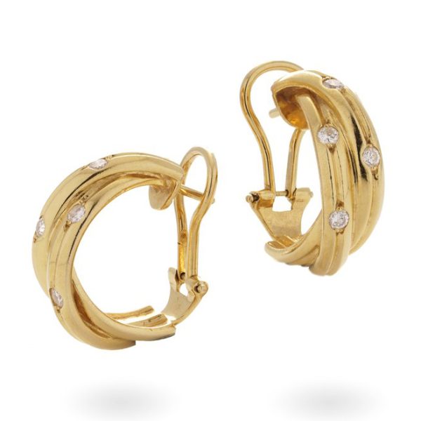 Cartier Diamond Set Gold Constellation Trinity Hoop Earrings