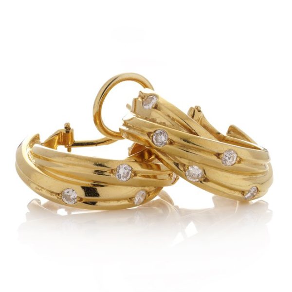 Cartier Diamond Set 18ct Yellow Gold Constellation Trinity Hoop Earrings