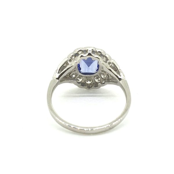 Art Deco Style 1.50ct Tanzanite and Diamond Cluster Dress Ring in Platinum
