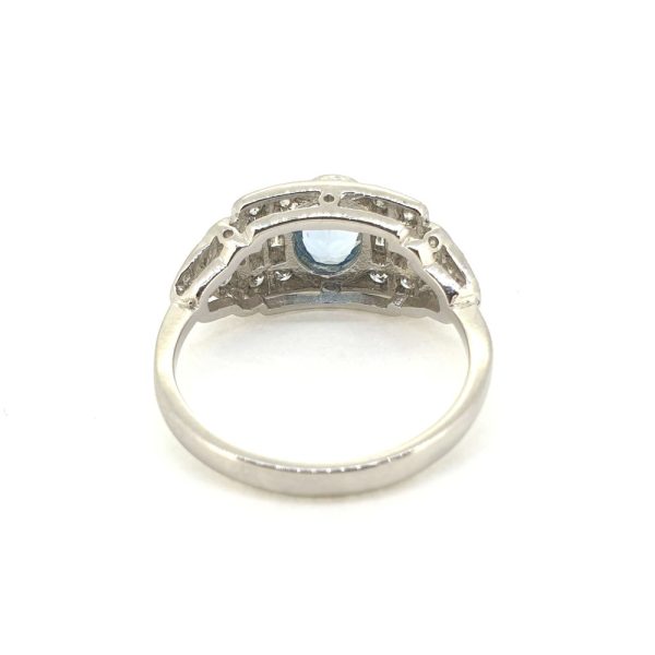 0.70ct Aquamarine and Diamond Cluster Dress Ring in Platinum