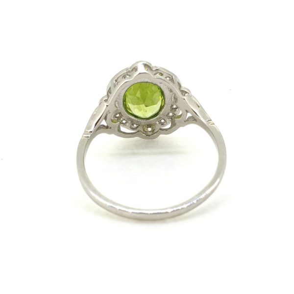 1.35ct Oval Peridot and Diamond Cluster Ring