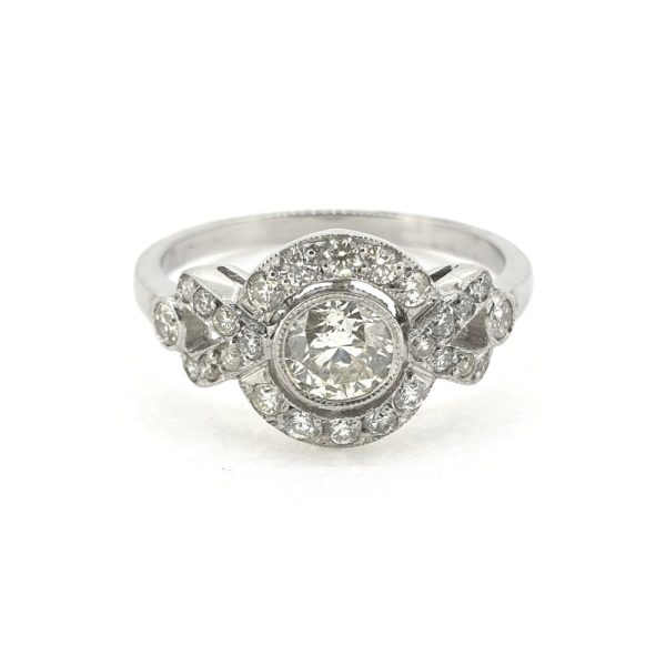 Contemporary Diamond Halo Cluster Dress Ring in Platinum, 0.95 carat total