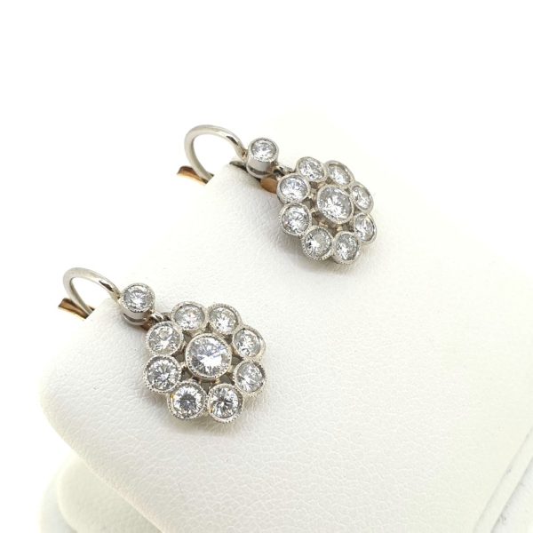 1.25ct Diamond Floral Cluster Drop Earrings