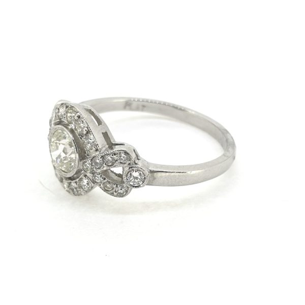 Contemporary Diamond Halo Cluster Dress Ring in Platinum, 0.95 carats