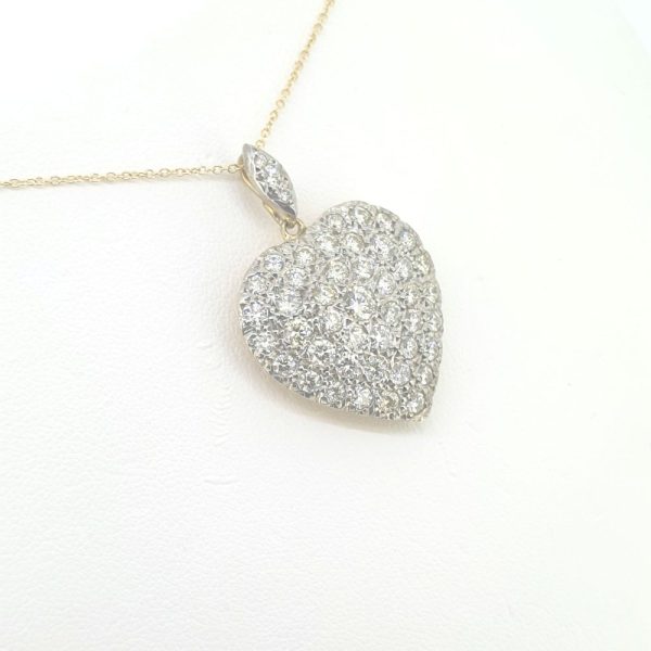 3ct Diamond Set Heart Pendant with Chain