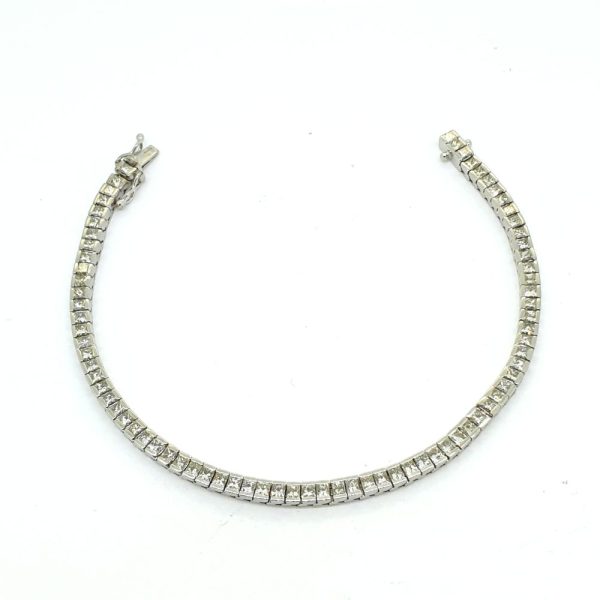 5.80ct Princess Cut Diamond Line Bracelet in 18ct White Gold