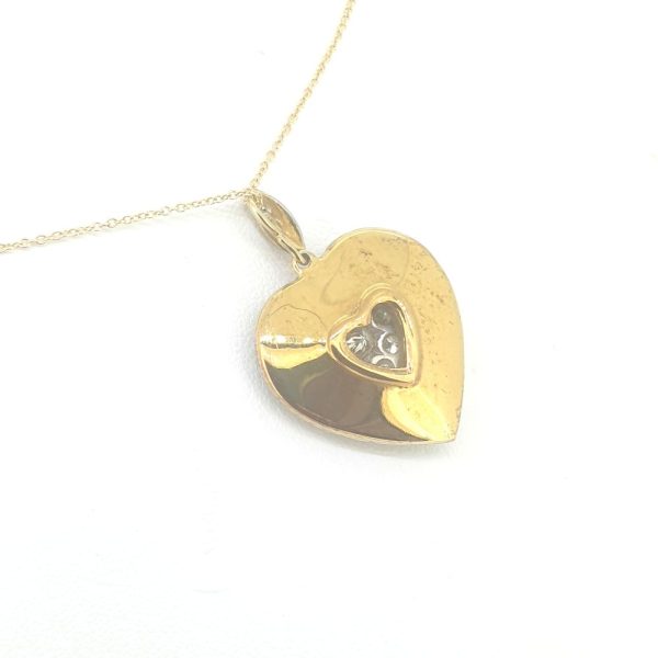 Diamond Set Heart Pendant with Chain, 3 carat total, 18ct yellow gold heart encrusted with 3cts round brilliant-cut diamonds with cut out heart design to reverse