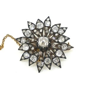 Antique Victorian Old Cut Diamond Star Brooch