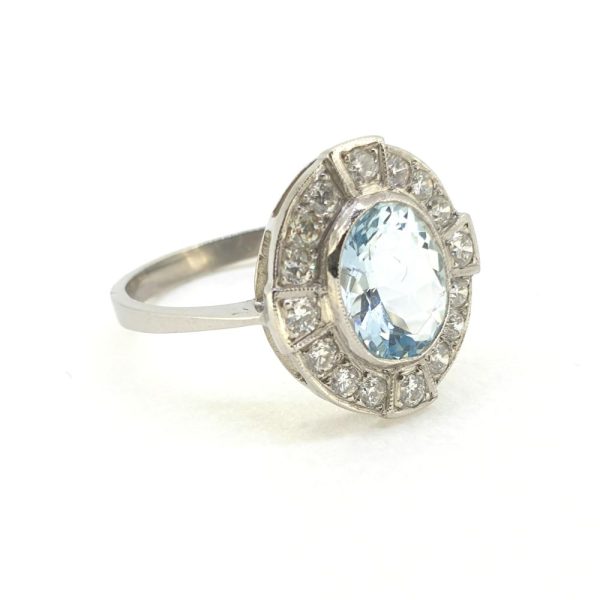 1.50ct Aquamarine and Diamond Cluster Dress Ring in Platinum