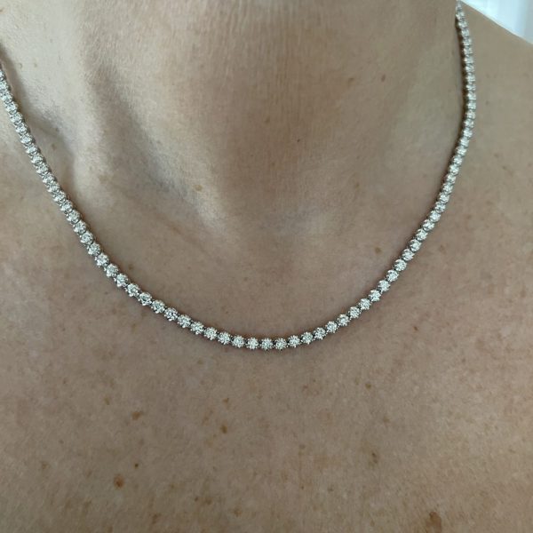 Brilliant Cut Diamond Line Necklace, 5.28 carats