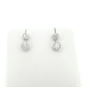 Modern Diamond Drop Earrings, 1.05 carats