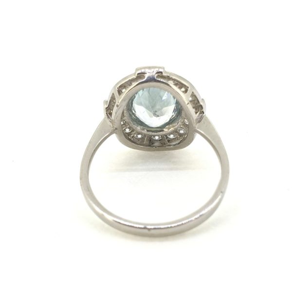 1.50ct Oval Aquamarine and Diamond Cluster Dress Ring in Platinum