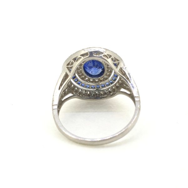 1.41ct Sapphire and Diamond Cluster Dress Ring in Platinum