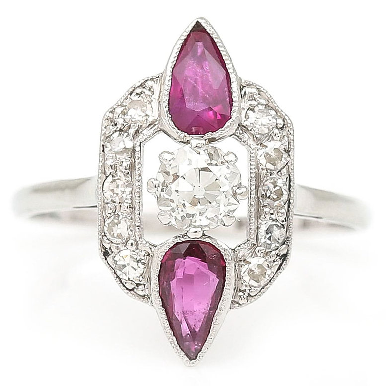Pear-Shaped Ruby and Round Diamond Ring | Shane Co.