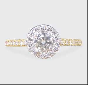Diamond Halo Engagement Ring with Diamond Shoulders, 0.49ct