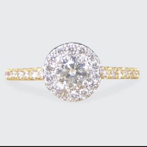 Diamond Halo Engagement Ring with Diamond Shoulders, 0.49ct