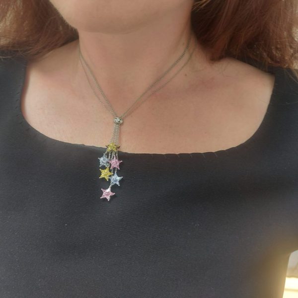 Tiffany and Co Multi Sapphire Star and Diamond Pendant Necklace