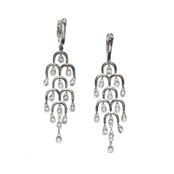 Modern Briolette Cut Diamond Chandelier Drop Earrings, 7.92 carats
