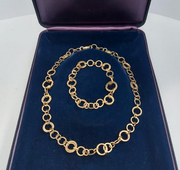 Tiffany & Co Circle Link 18ct Gold Necklace and Bracelet Set