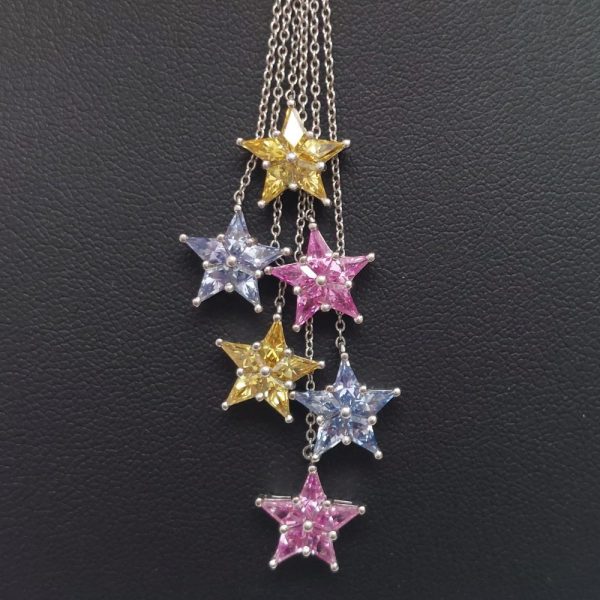 Tiffany & Co Multi Sapphire Star and Diamond Pendant Necklace