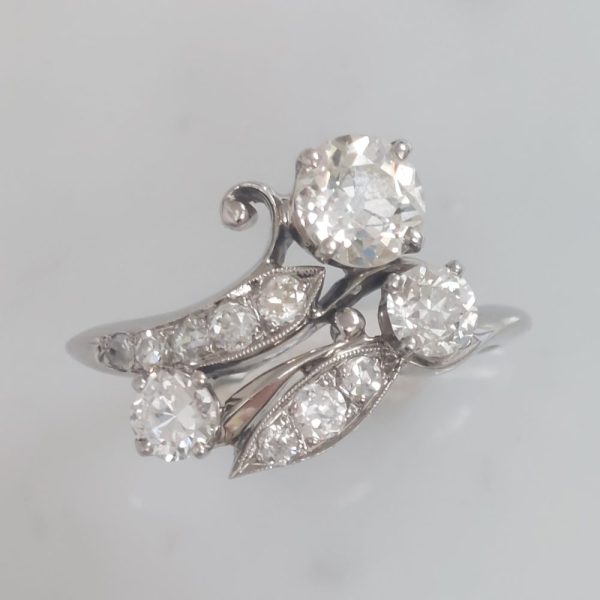 Vintage Old Cut Diamond Floral Ring