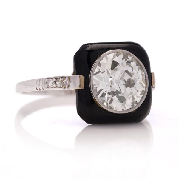 Antique Art Deco Diamond and onyx dress ring 1920's