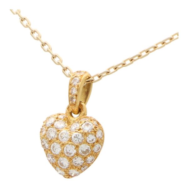 Vintage Cartier Diamond Heart Pendant Necklace 1.25 carat total