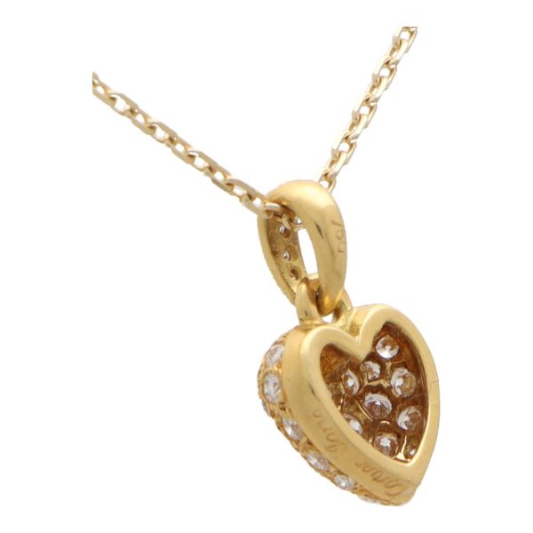Vintage Cartier 1.25ct Diamond Heart Pendant Necklace in 18ct Yellow Gold