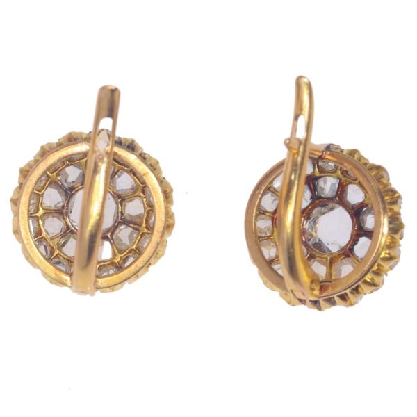 Victorian Antique Rose Cut Diamond Cluster Drop Earrings