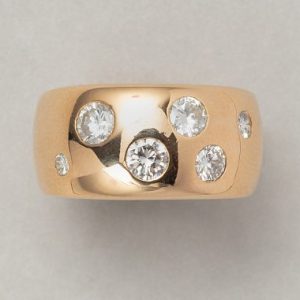 Diamond Set Gold Band Ring, 0.85 carats