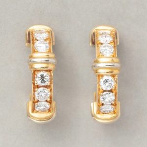 Vintage Cartier Diamond Set Gold Hoop Earrings