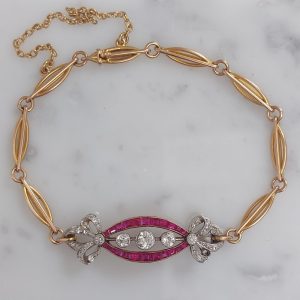 Edwardian Antique Diamond and Ruby Bracelet