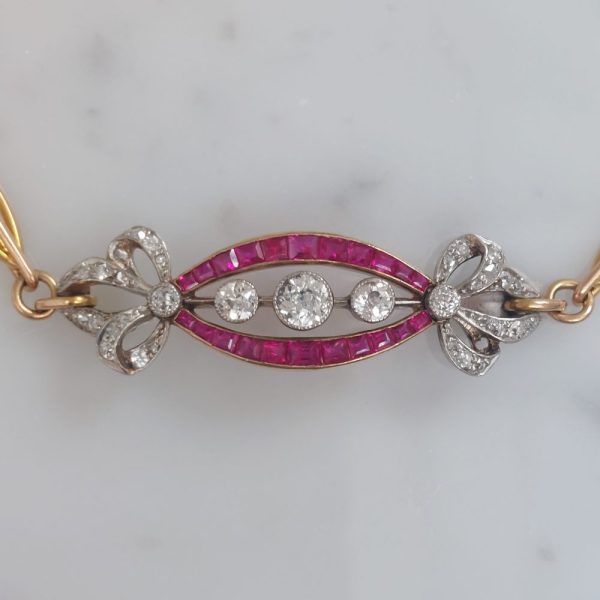 Edwardian Antique Diamond and Ruby Bracelet