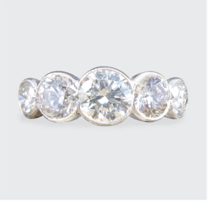 Modern 3.35ct Brilliant Cut Diamond Collar Set Five Stone Ring
