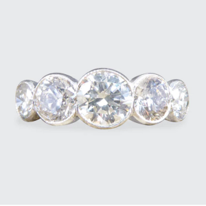 Modern 3.35ct Brilliant Cut Diamond Collar Set Five Stone Ring