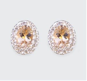 Morganite and Diamond Cluster Stud Earring