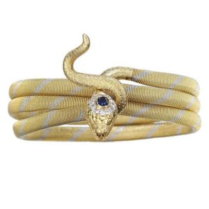 Vintage Bi Colour Gold Snake Bangle Bracelet
