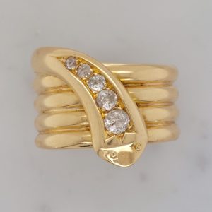 Vintage Diamond Set Snake Ring
