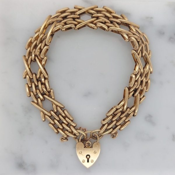 Vintage Gold Gate Bracelet with Padlock
