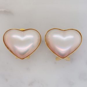 Vintage Heart Mabe Pearl Clip Earrings