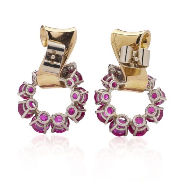 Vintage Ruby and Diamond Earrings by Drayson