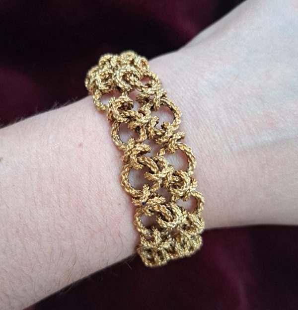 Vintage Textured Gold Double Link Bracelet