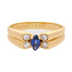 Vintage Van Cleef Arpels Sapphire and Diamond Papillons Ring