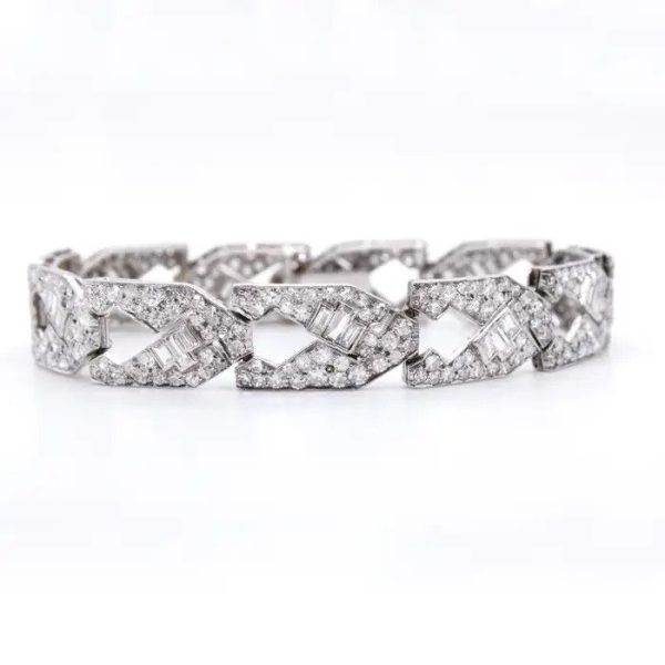 Art Deco Diamond Bracelet in Platinum, 13 carats