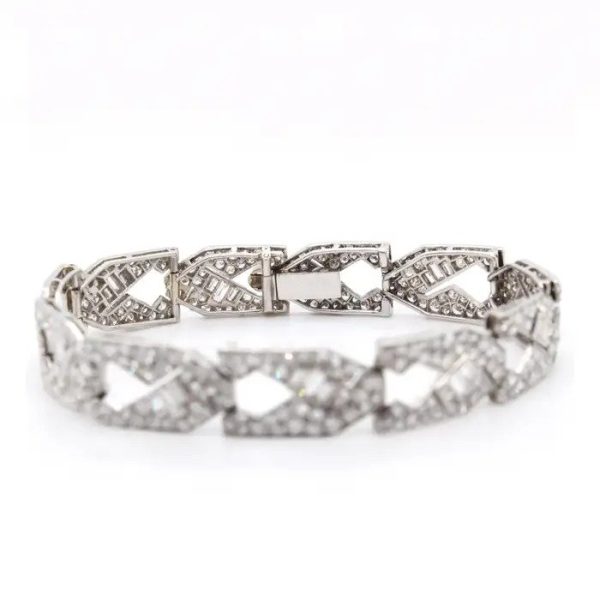 Art Deco Diamond Bracelet in Platinum, 13 carat total