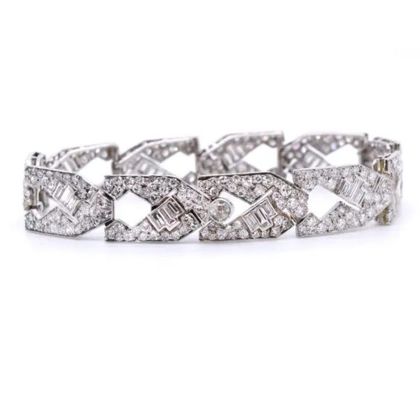 1930s Art Deco Diamond Bracelet in Platinum, 13 carat total